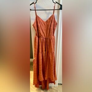 Max Ash Burnt Orange Tie Back Dress